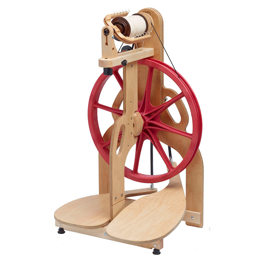 Right front image of a Schacht Ladybug Spinning Wheel.