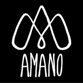 White and black Amano Yarn logo