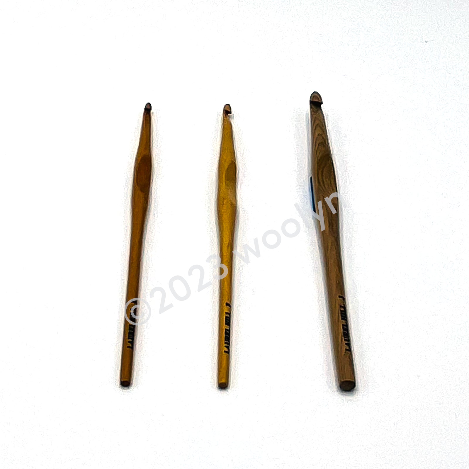 Wooden crochet hooks in various sizes