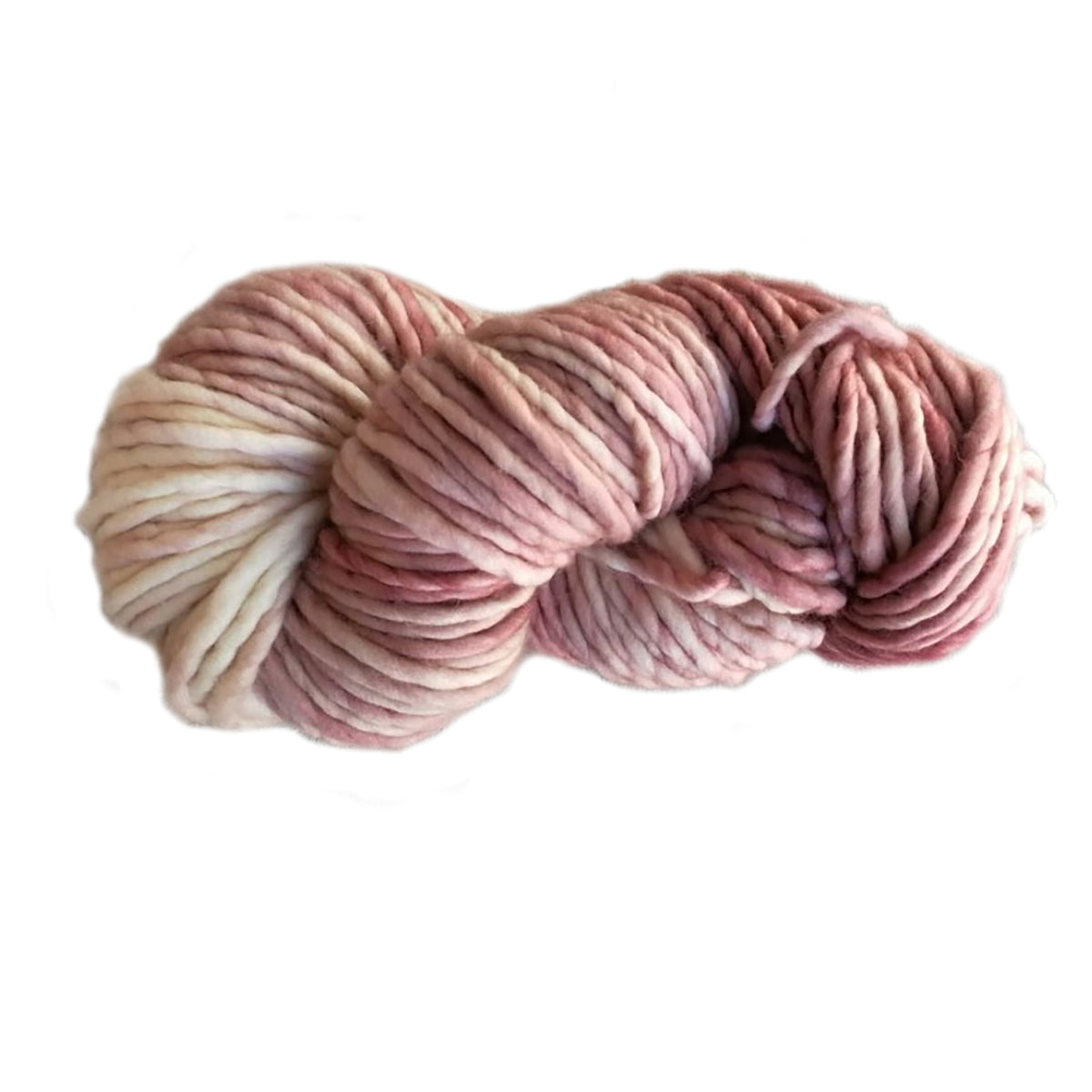 A skein of Manos Franca Blush F47, a variegated cream white and powdery light pink