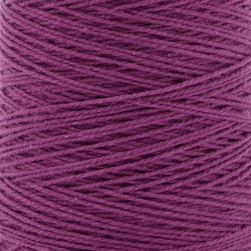 detail of Gist Yarn 3/2 Cotton in Jam, a dark berry purple. 