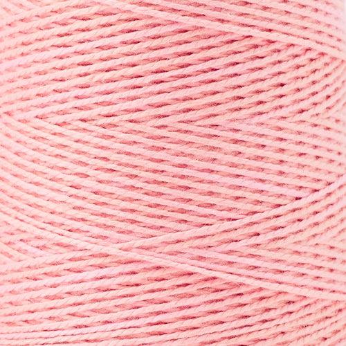 detail of Gist Yarn 3/2 Cotton in Blush, a pale bright pink. 