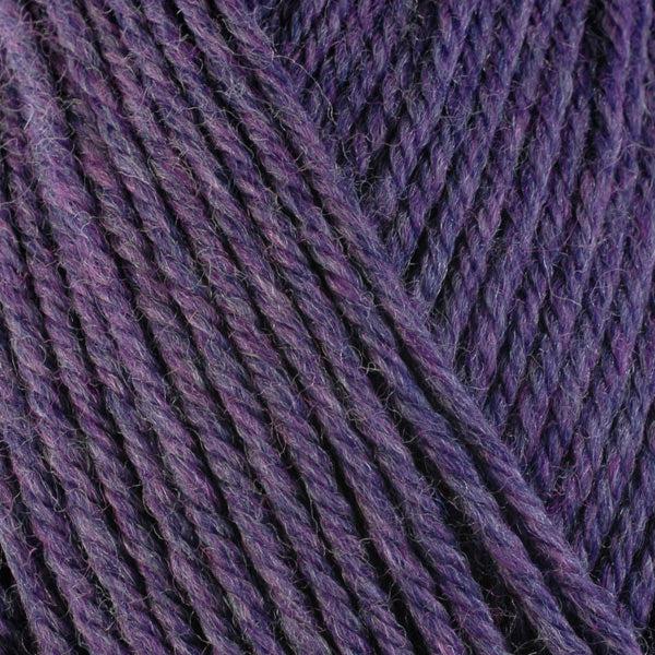 Detail of Berroco Ultra Wool Chunky Lavender 43157 a heathered dark purple.