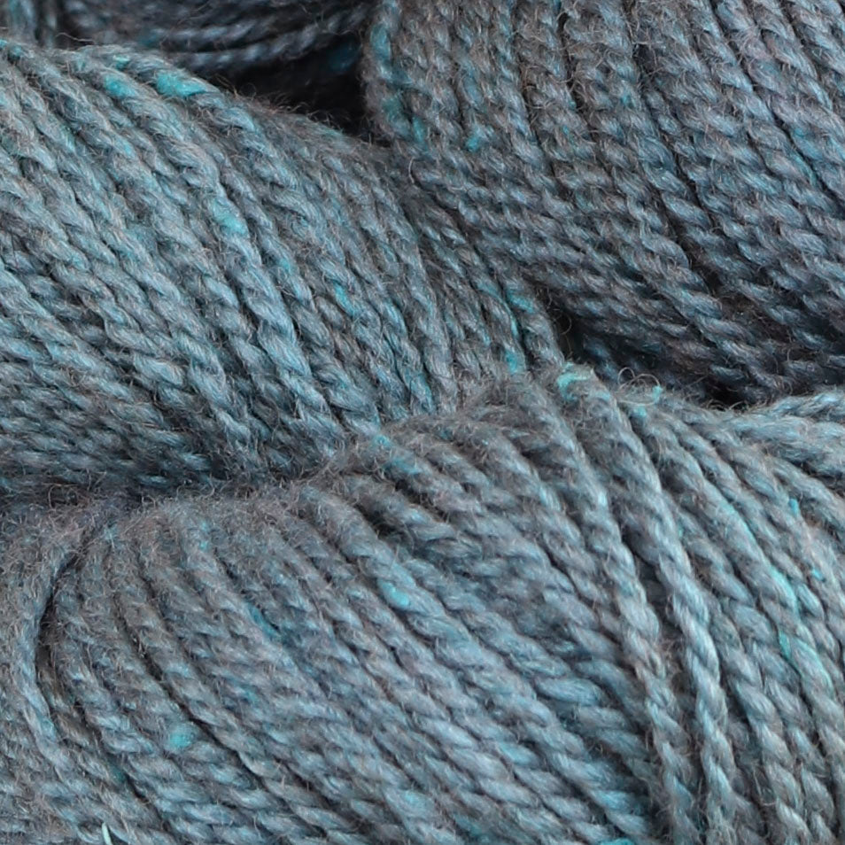 Detail image of The Fibre Co Acadia in Butterfly Bush, a heathered light blue with teal.