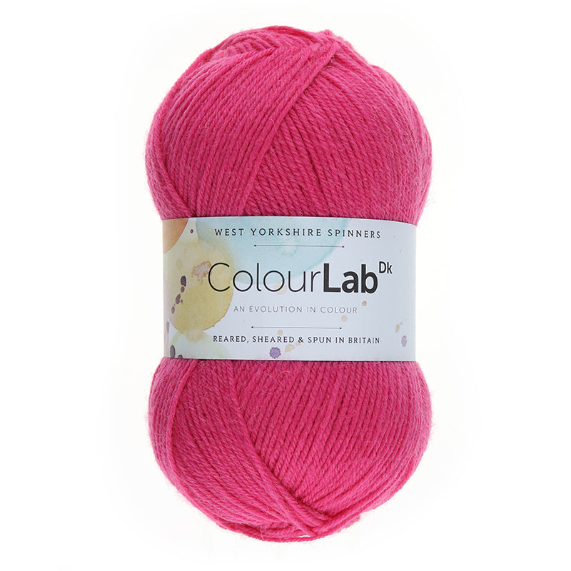 West Yorkshire Spinners Colour Lab DK in Cerise Pink, a bright pink color.