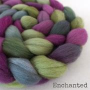 Detail of Greenwood Fiberworks Falkland Enchanted, lavender, blue, light green and pink.