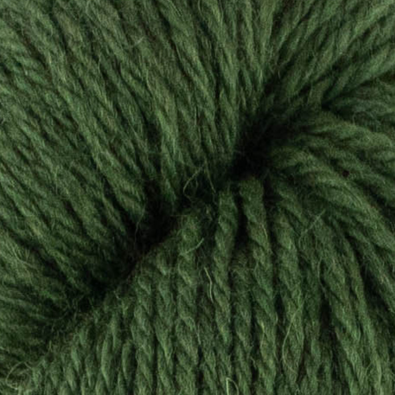 Detail of West Yorkshire Spinners The Croft Shetland Colours in Feltar a pine green color.
