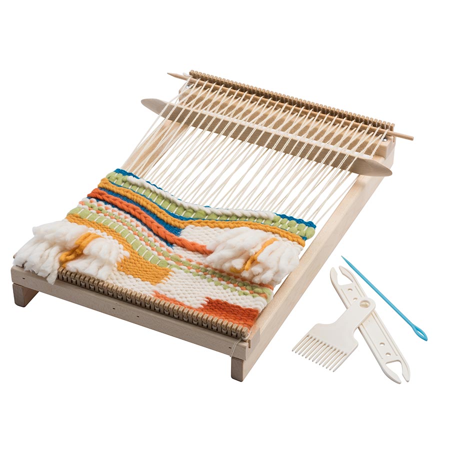 Image of a Schacht Lilli Loom. The 10″ x 15″ is an ideal size for learning to weave, making samples, small projects, and travel.