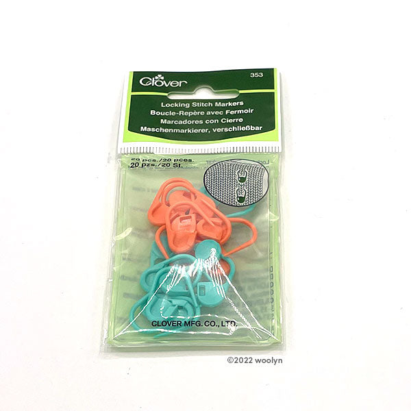 Picture of Clover Locking Stich Markers in peach and turquoise colors, 20 pieces. 