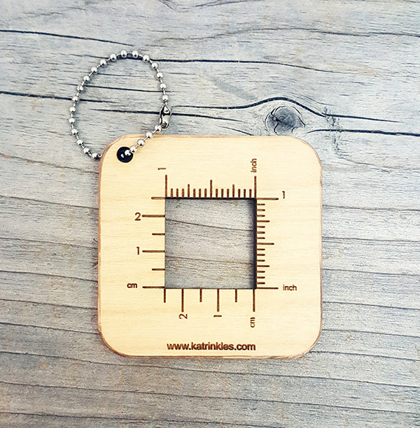 Katrinkles 1 inch Wooden Gauge Ruler with ball chain.