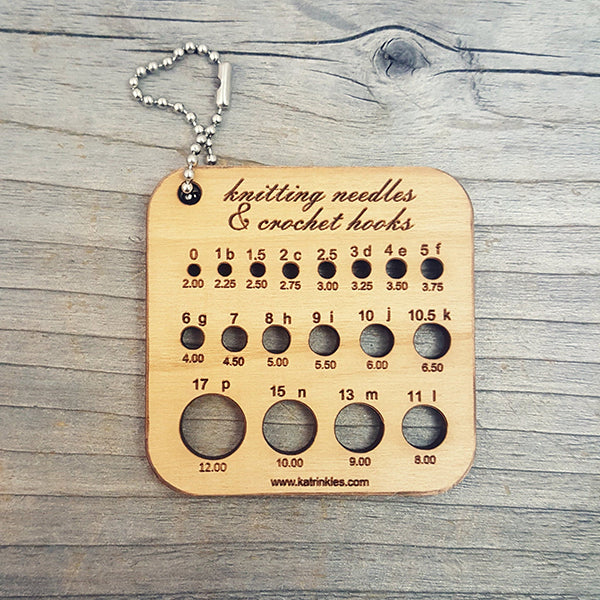 Katrinkles Wooden Knitting and Crochet Hook Gauge.