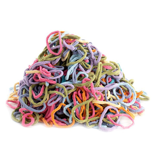 Picture of a pile of Lotta Loops PRO size loops in a pastel colors.