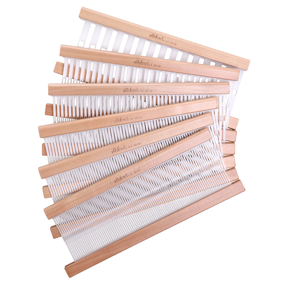 Rigid Heddles for the Ashford Knitters Loom.  Shown in a variety of dent sizes.