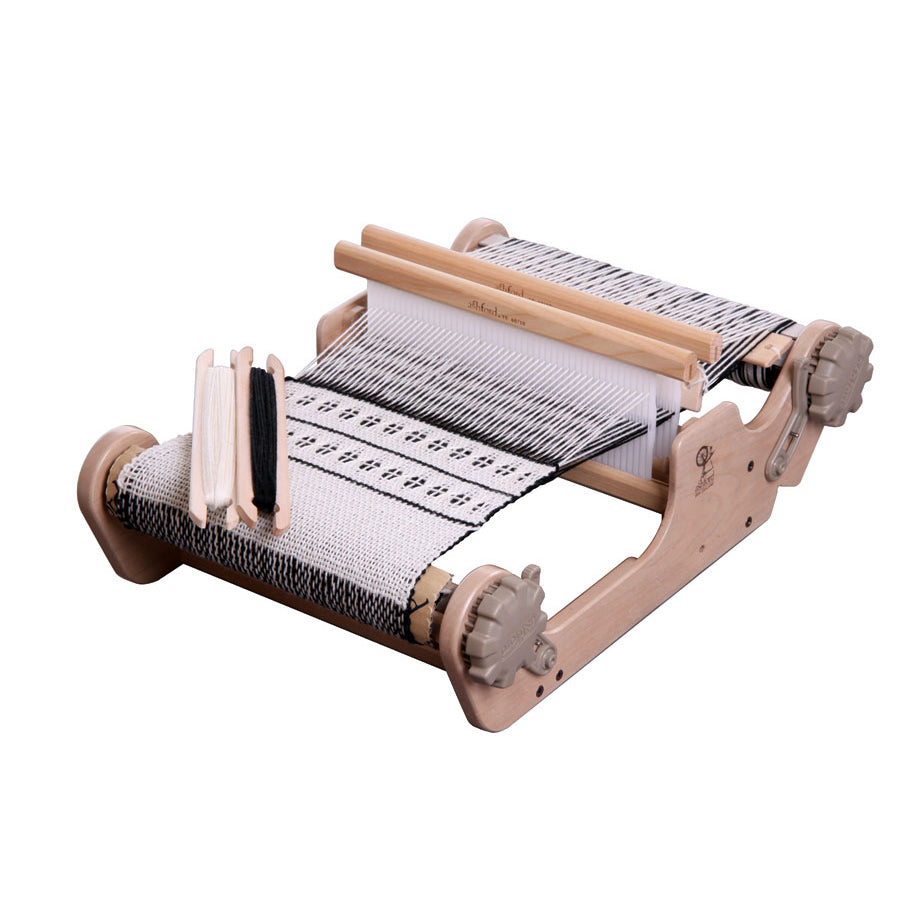 Angled front view of the 10" Ashford SampleIt Loom.