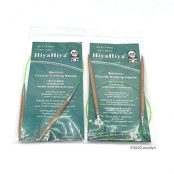 Hiya Hiya 9 inch Bamboo Circular Needles in a variety of sizes. 