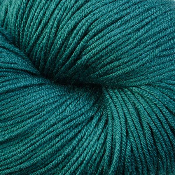 Detail of Berroco Modern Cotton in Lippit 6657, a medium, bright teal with slight hints of grey.