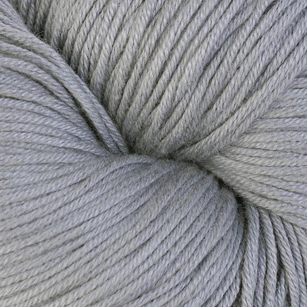 Detail of Berroco Modern Cotton in Tiverton 6623, a medium cool grey.