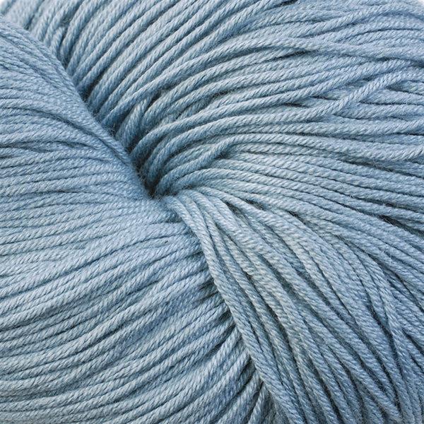 Detail of Berroco Modern Cotton in Warbler, 6621 a light blue with a hint of grey.