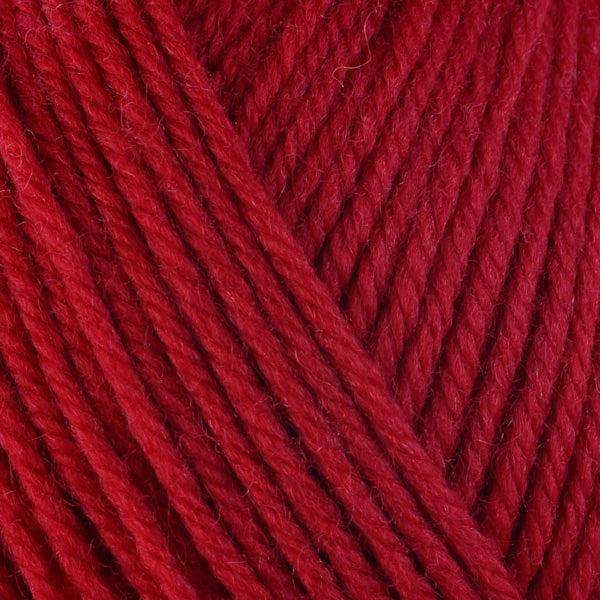 Detail of Berroco Ultra Wool Chili 3350, a bright dark red.