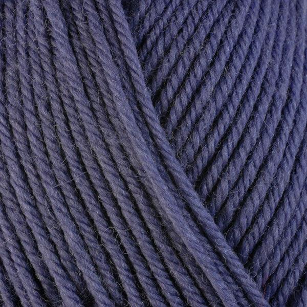 Detail of Berroco Ultra Wool Columbine 3320, a medium purple with grey undertones. 
