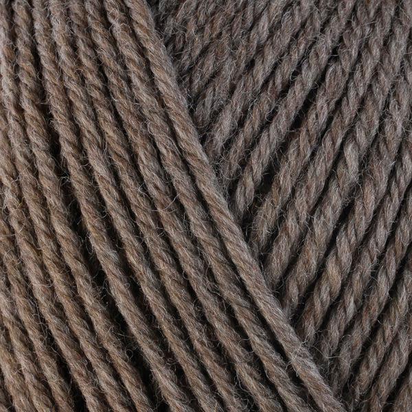 Detail of Berroco Ultra Wool Driftwood 33104, a medium greyish brown. 