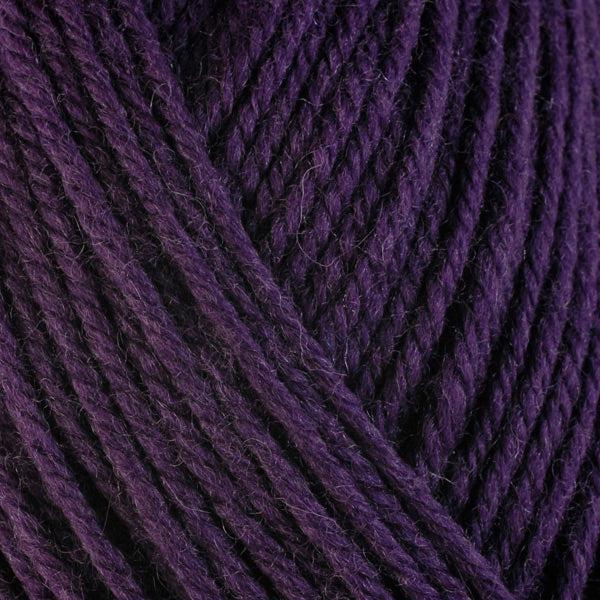 Detail of Berroco Ultra Wool Fig 3362, a deep purple. 