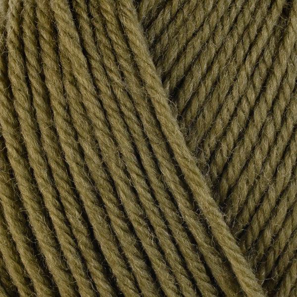 Detail of Berroco Ultra Wool Lentil 3330, a dark brownish green.