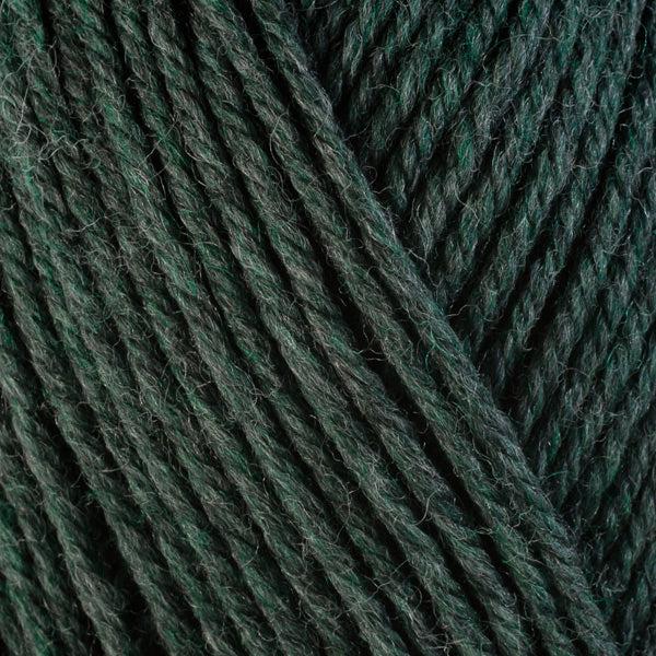Detail of Berroco Ultra Wool Rosemary 33158, a heathered dark piney green.