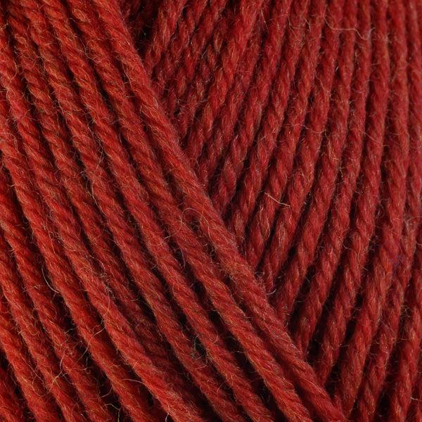 Detail of Berroco Ultra Wool Sunflower 33122, a deep reddish orange. 