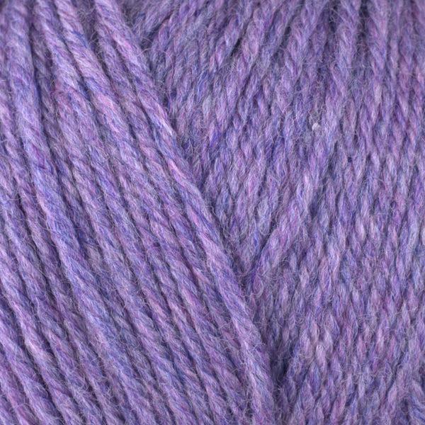 Detail of Berroco Ultra Wool Wisteria 33165, a bright hethered purple.