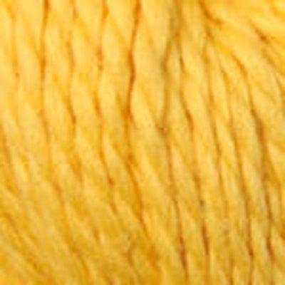 Detail of Blue Sky Organic Cotton Dandelion, a bright orangey yellow.