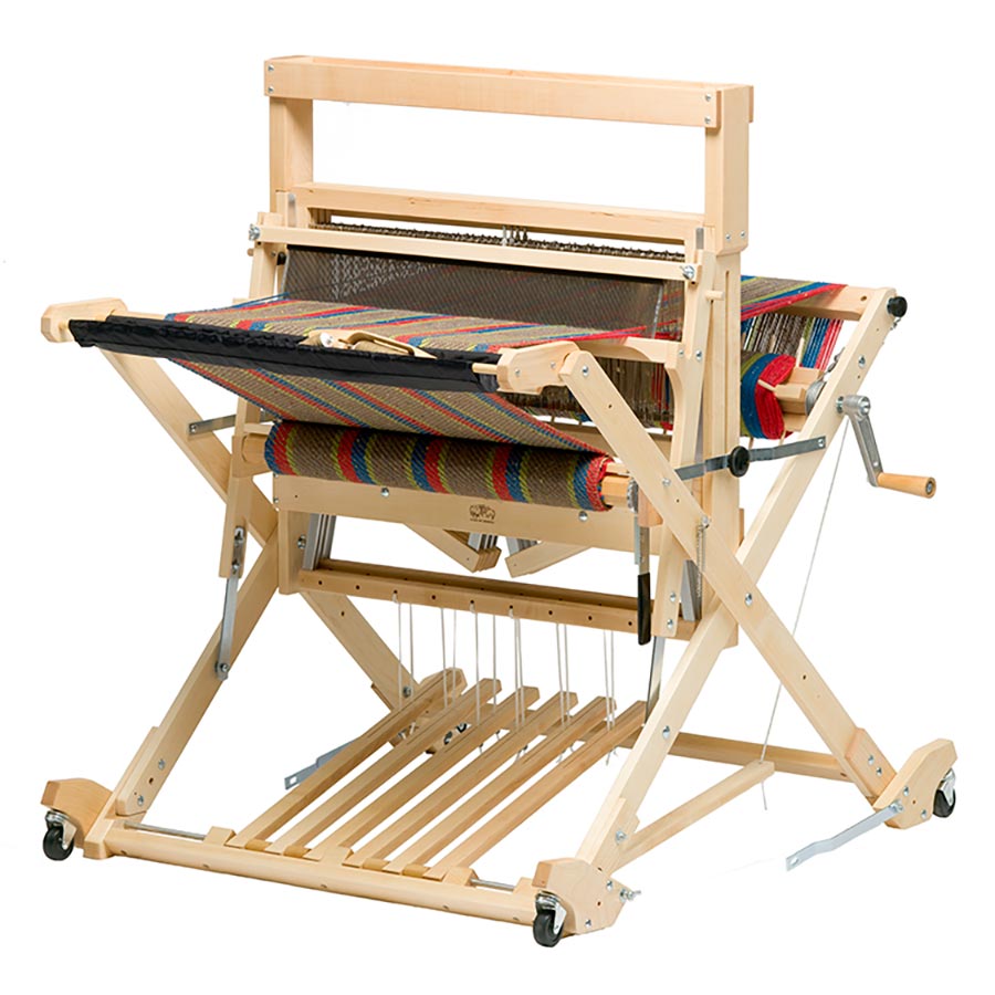 Picture of a Schacht Baby Wolf Loom with four shafts and six treadles.