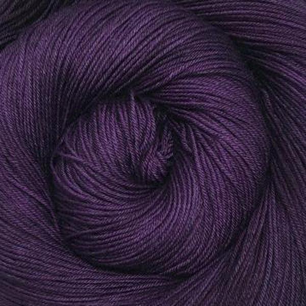 Detail of Greenwood Fiberworks Simply Sock  in deep purple.