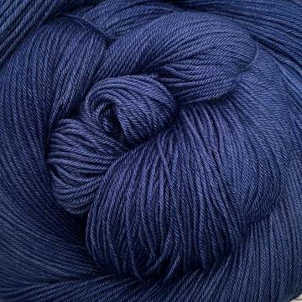 Detail of Greenwood Fiberworks Simply Sock Cobalt Semi a deep blue.