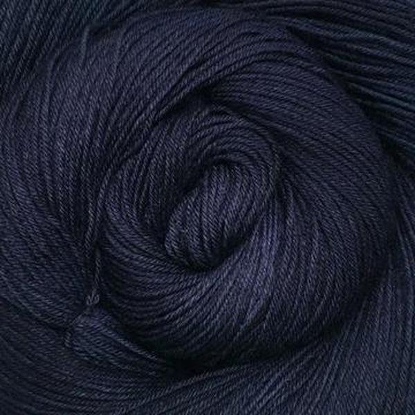 Detail of Greenwood Fiberworks Simply Sock Navy Semi, a dark blue with very slight tonal colors. 