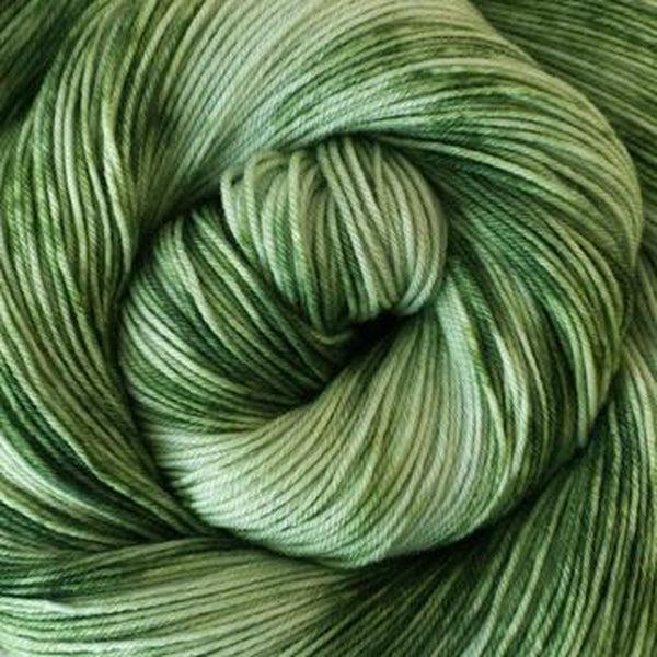 Detail of Greenwood Fiberworks Simply Sock Sage Tonal, a minty green with tonal variation.