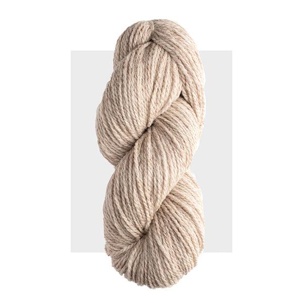 Skein of Harrisville Highland Oatmeal, a pale off white with warm grey tones. 