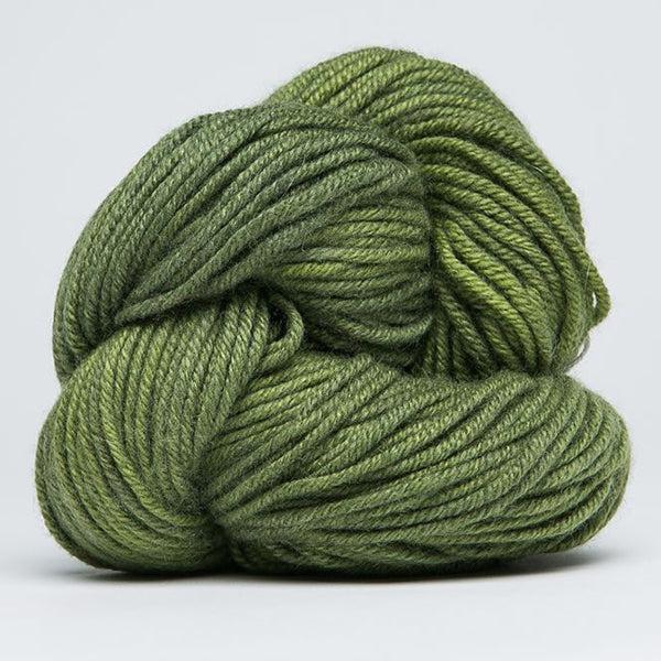 Skein of Jade Sapphire 4Ply Olive Twist 42, a mossy grey green.