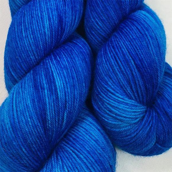 Skeins of JEMS Monstrous Lazulite, a bright deep blue.