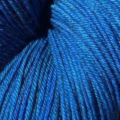 Detail of Knerd String 4ply Fingering Blue Monday a royal blue.