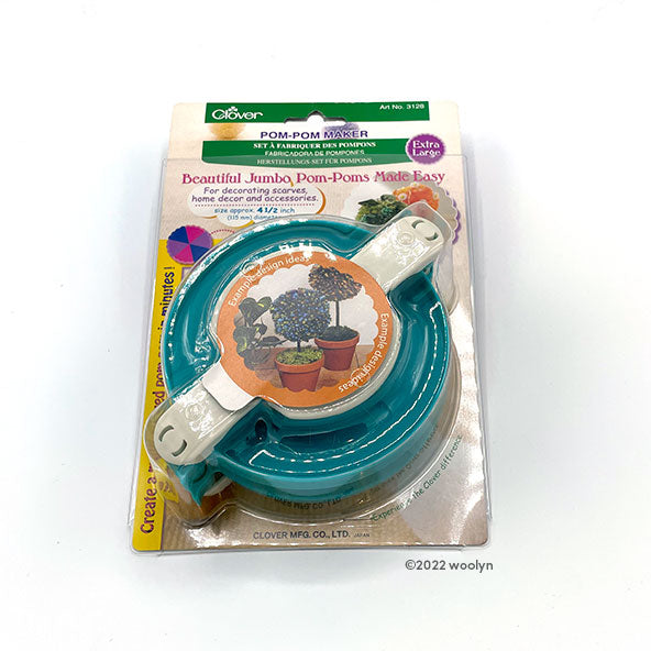 Clover Extra large pom pom maker. Makes pom poms approximately 5" in diameter.