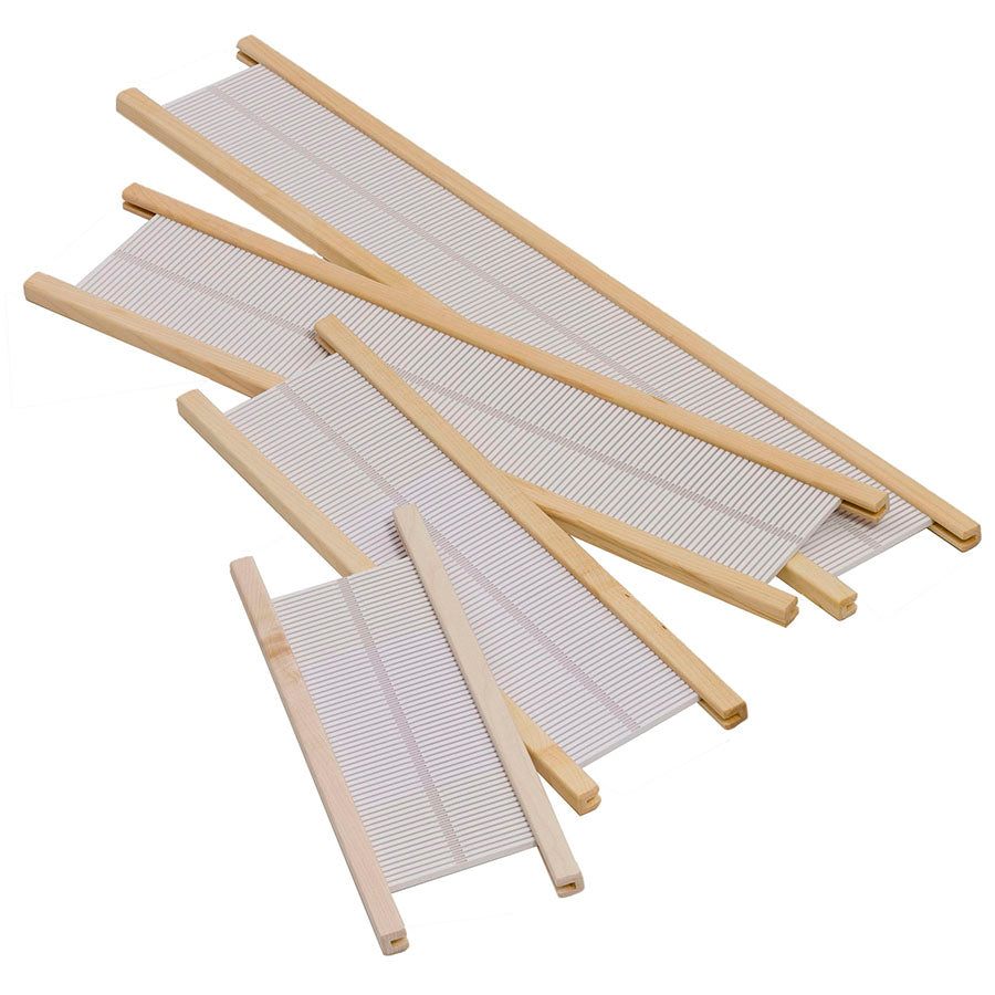 Image of a variety of Schacht Cricket/Flip Heddles in a variety of lengths and sizes. 
