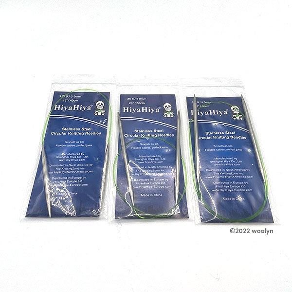 HiyaHiya 60 inch Circular Steel Knitting Needles in a variety of sizes.