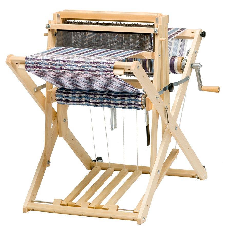 Image of the font view of a Schacht Wolf Pup Loom with 4 treadles.
